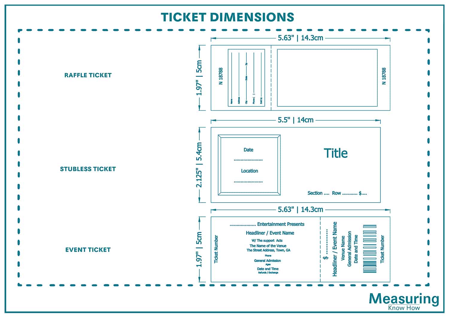 Tickets dimensions