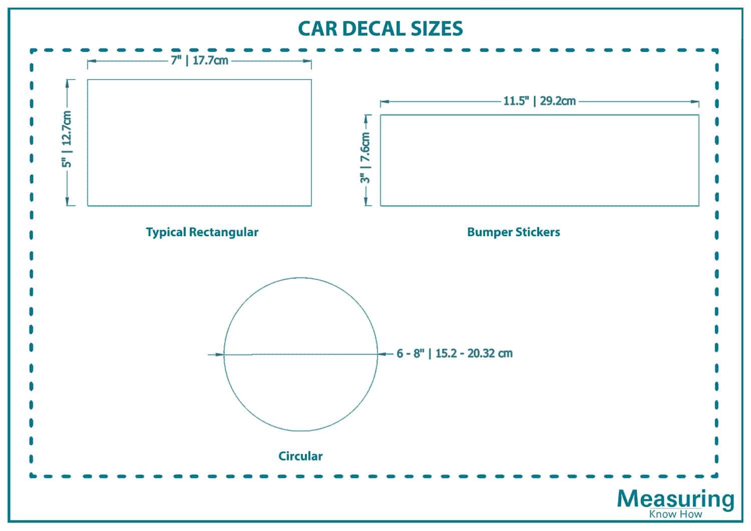Typical car decal sizes