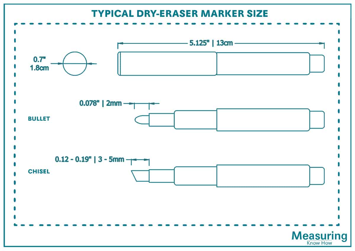 Typical dry eraser marker size