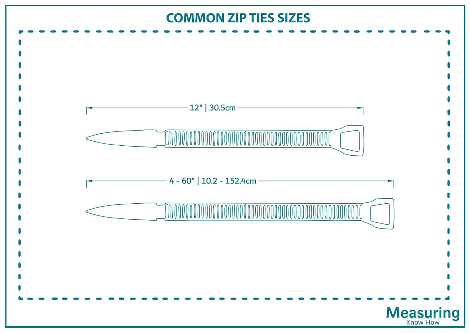 Common zip ties sizes