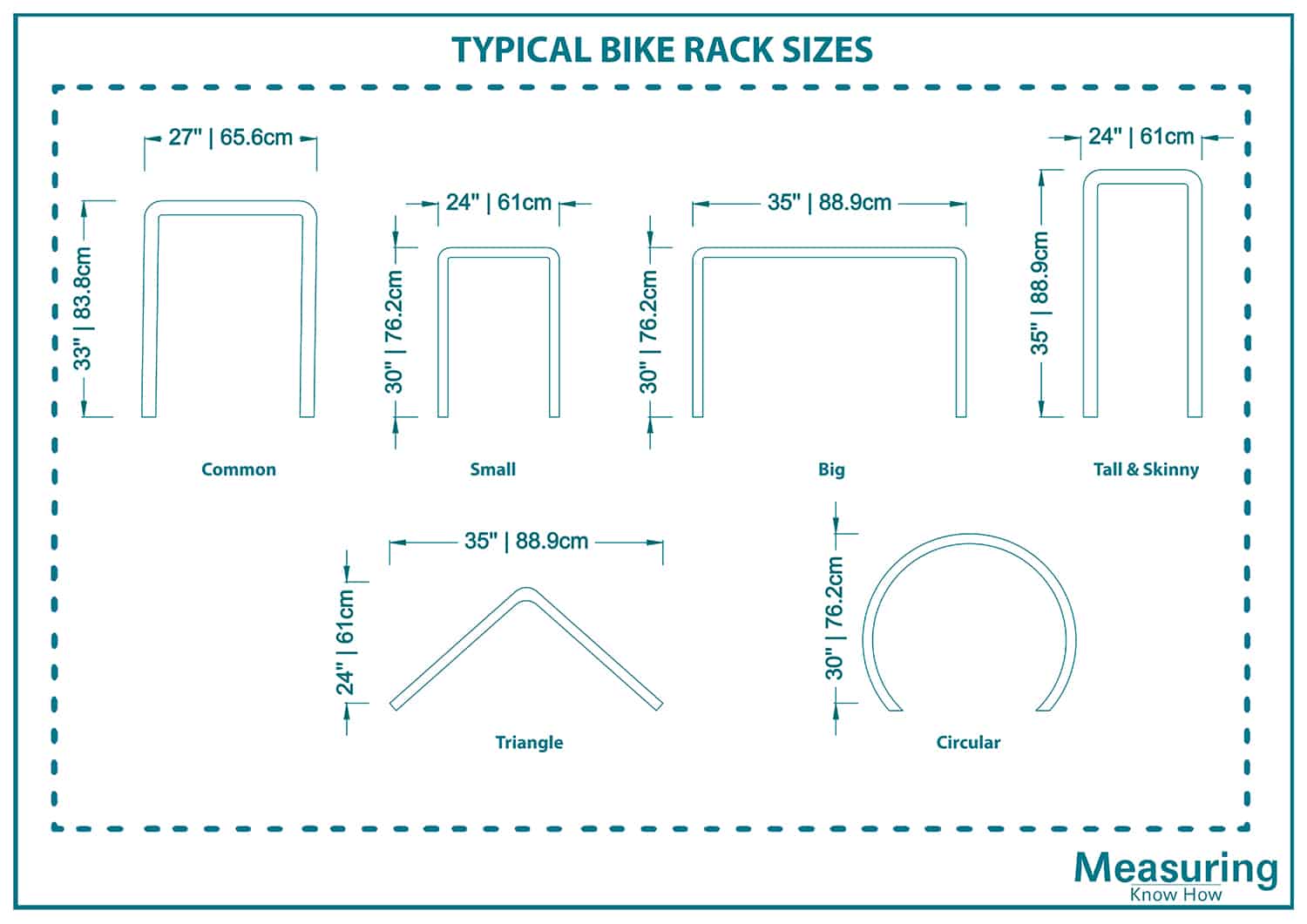Typical bike rack sizes