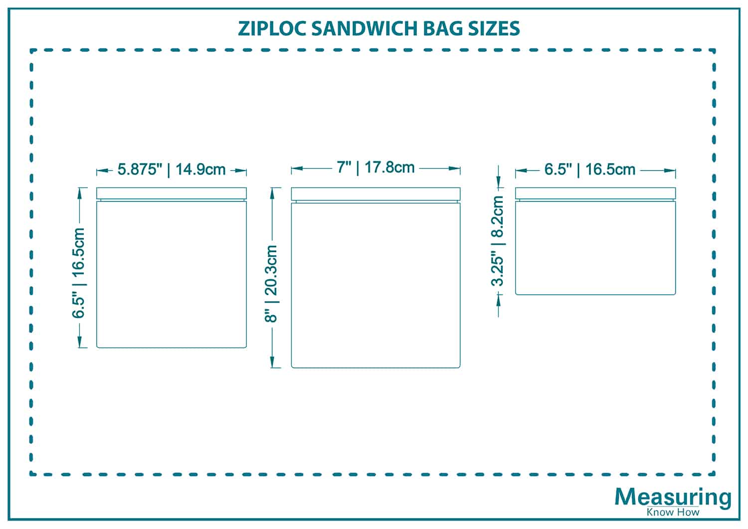Ziploc sandwish bag sizes