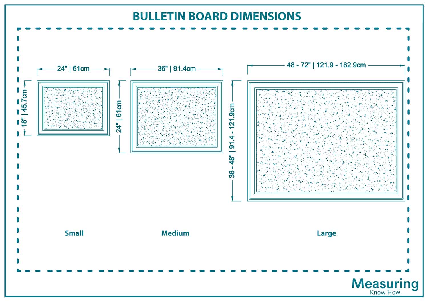 Bulletin board diemensions