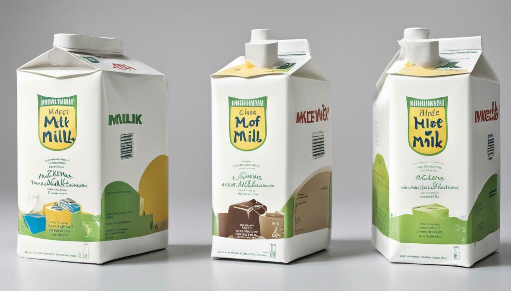 Milk carton sizes