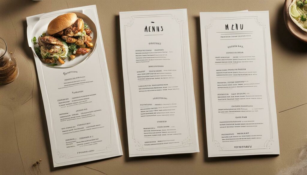 menu printing sizes