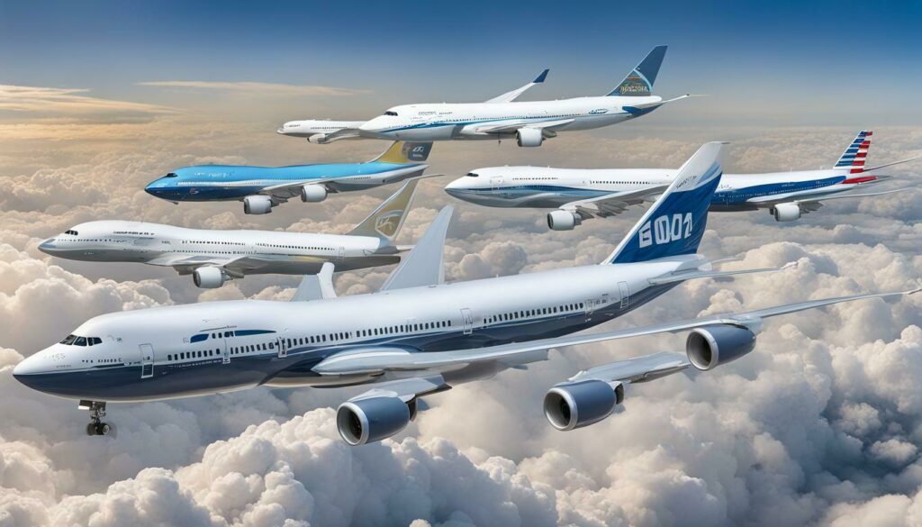 Boeing planes flying in the sky