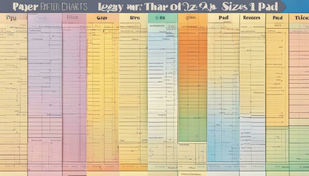 Legal pad sizes chart