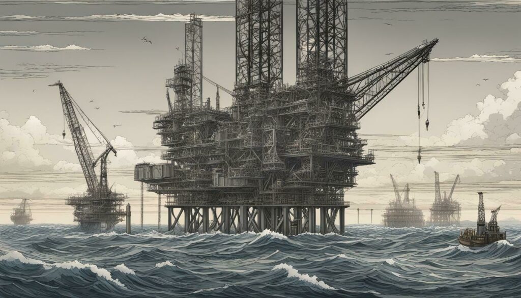Objects measuring 200 meters: An oil rig in the sea