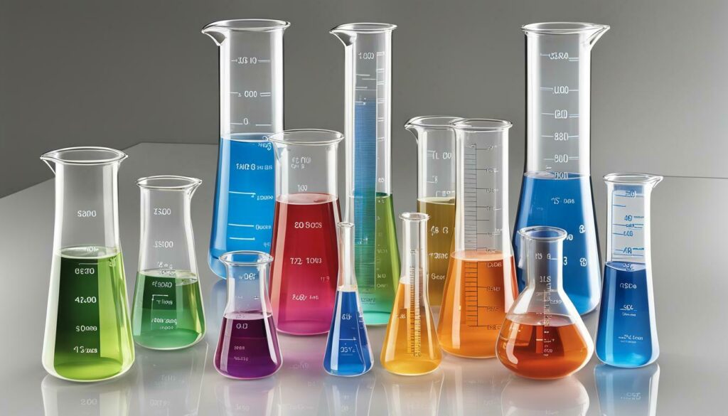different sizes of beakers chart
