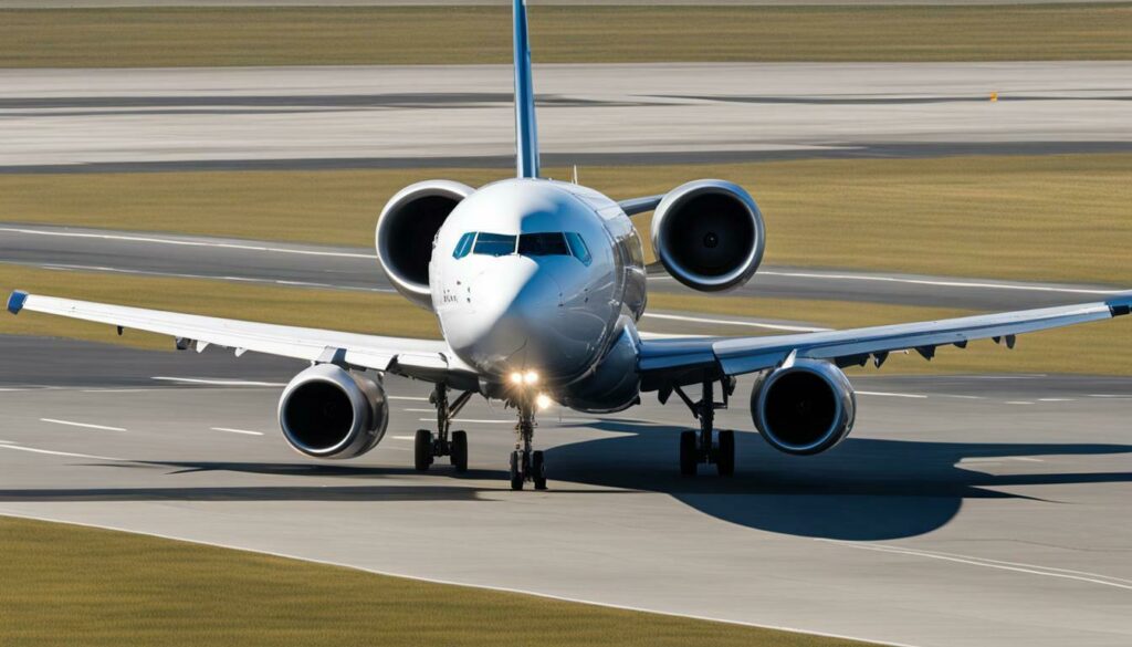 A320 aircraft landing on a runway