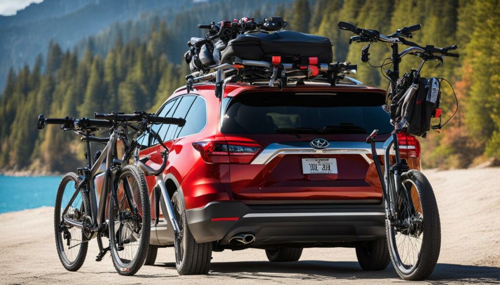 Bikes mounted on a hitch mount