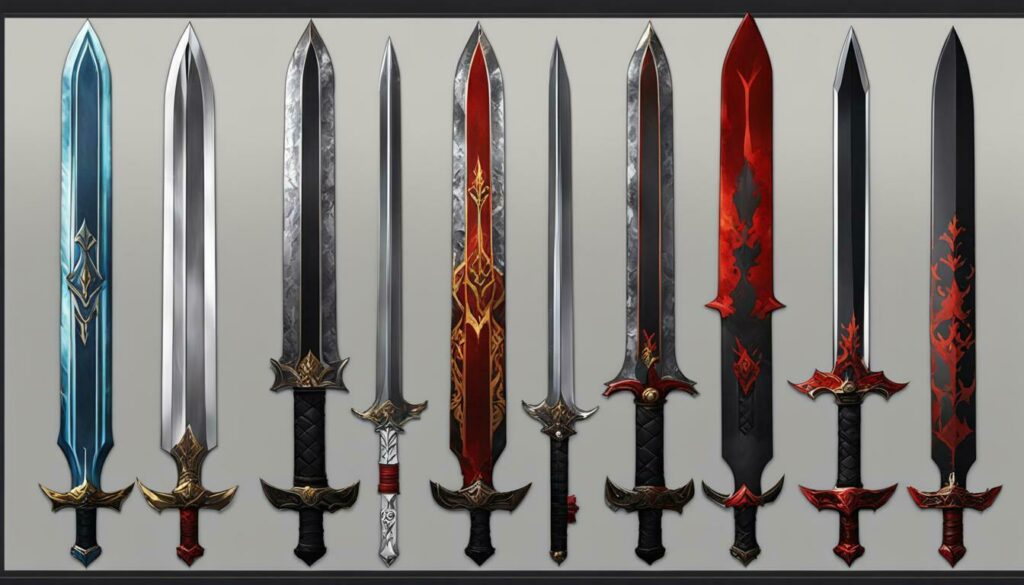 Comparison of legendary swords in anime