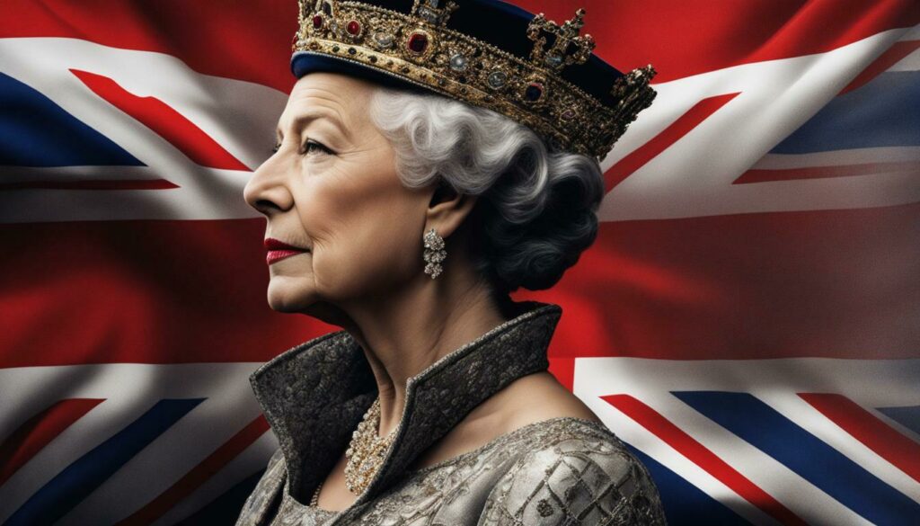 Queen and British Flag