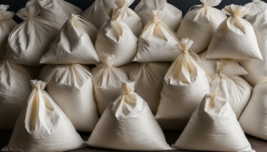 Stack of Flour and Rice Bags