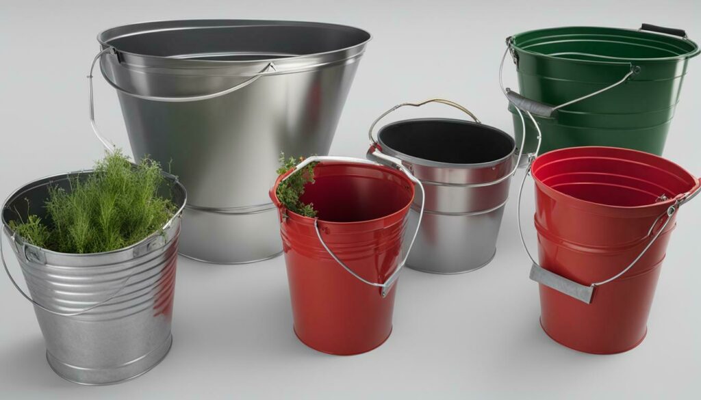 Weight of different specialty buckets