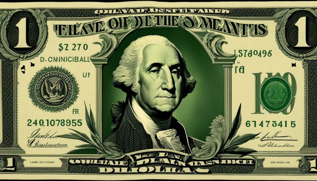 a dollar bill with George Washington portrait