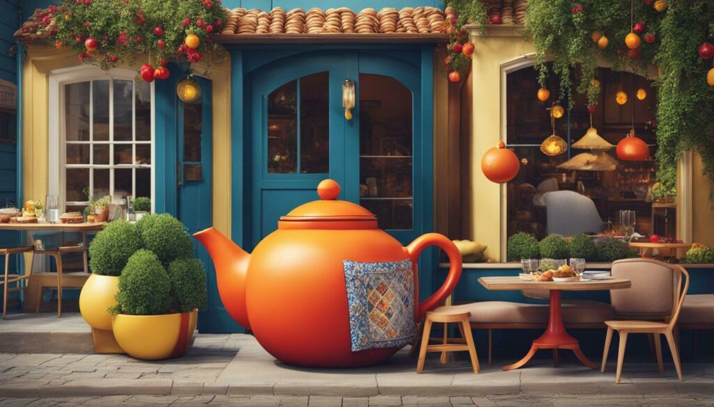 a house shaped like a shoe or a teapot, and a restaurant with a menu entirely in emojis