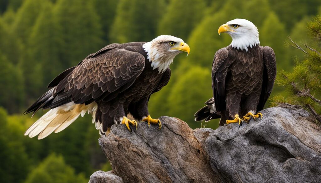 Bald Eagle and Peregrine Falcon size comparison