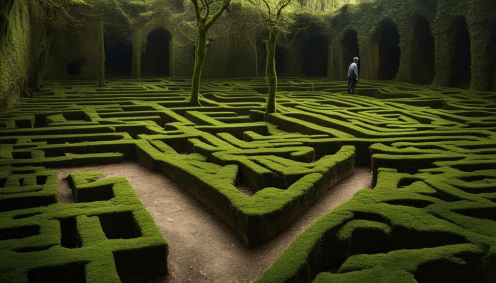 Curious person exploring a maze