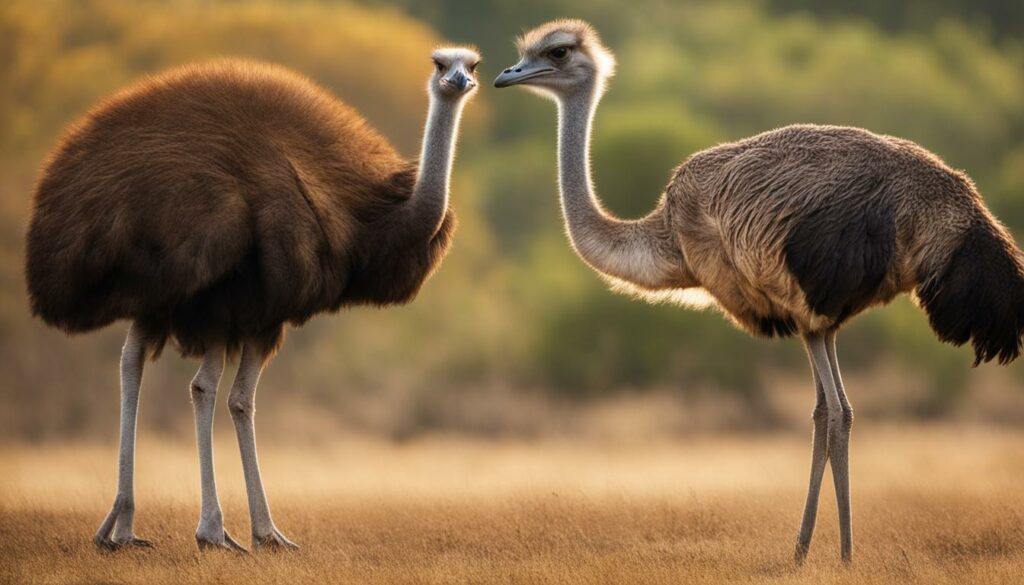 Kangaroo and Ostrich size difference