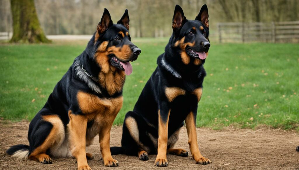 Rottweiler and German Shepherd size comparison