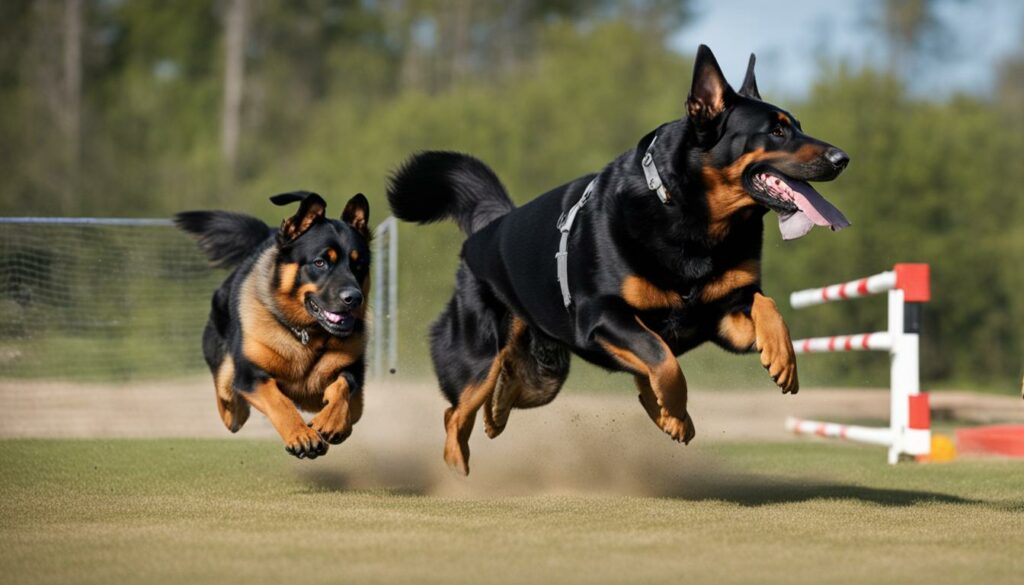 Rottweiler and German Shepherd training