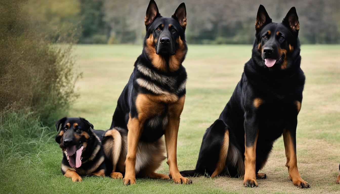 Size difference between a Rottweiler and a German Shepherd
