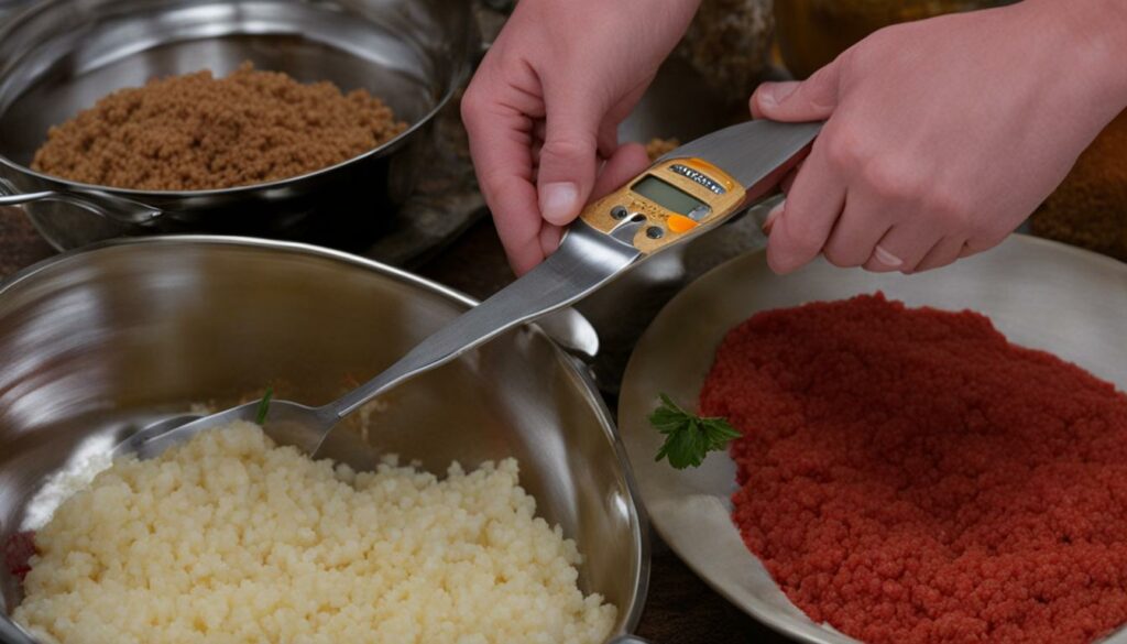 measuring ground beef for recipes